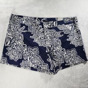 NWT Gap Blue Floral Paisley Clean Front Shorts Size 16